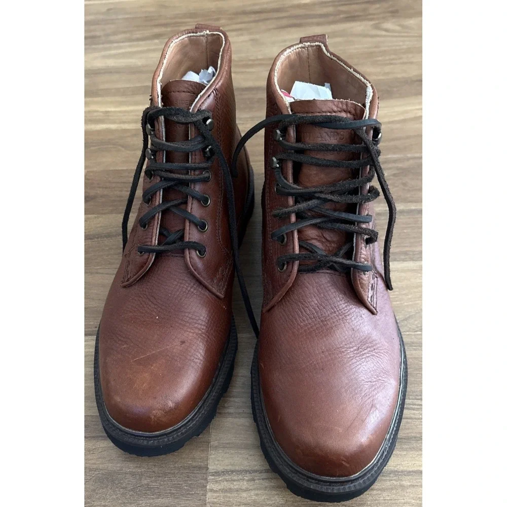 Sperry Mens Brown Leather Lace Up Ankle Boots Lug Sole 75400 Size 8.5M